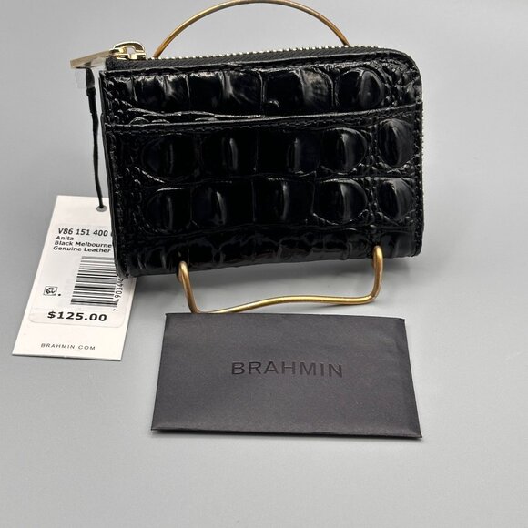 Brahmin Anita Black Melbourne Leather Card Case Wallet V8615140000001 NEW - Picture 2 of 16